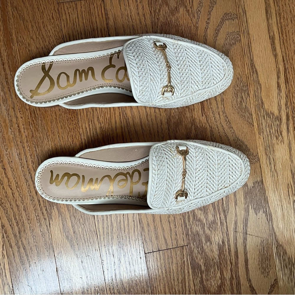 Sam Edelman Cream Woven Mules